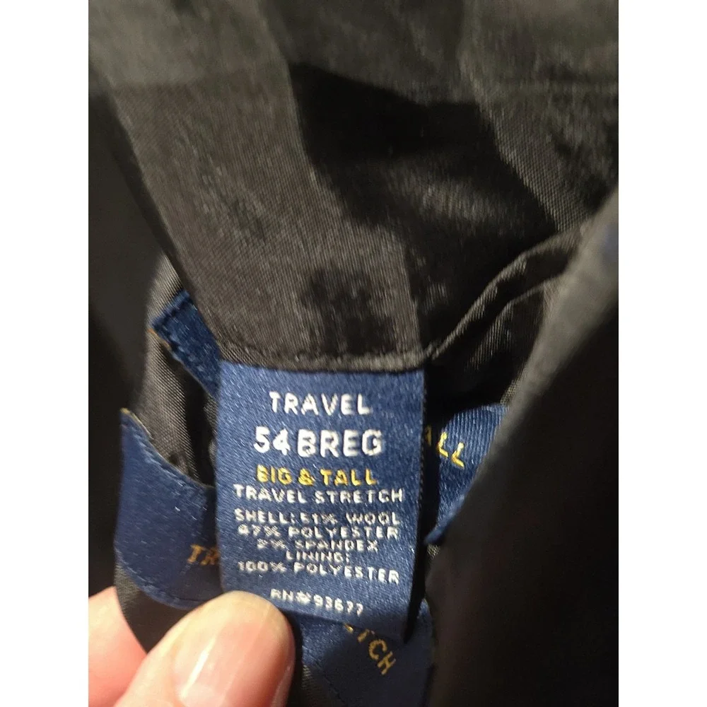 Stafford Big & Tall 54B Regular Black Wool Blend Blazer Jacket Travel Stretch